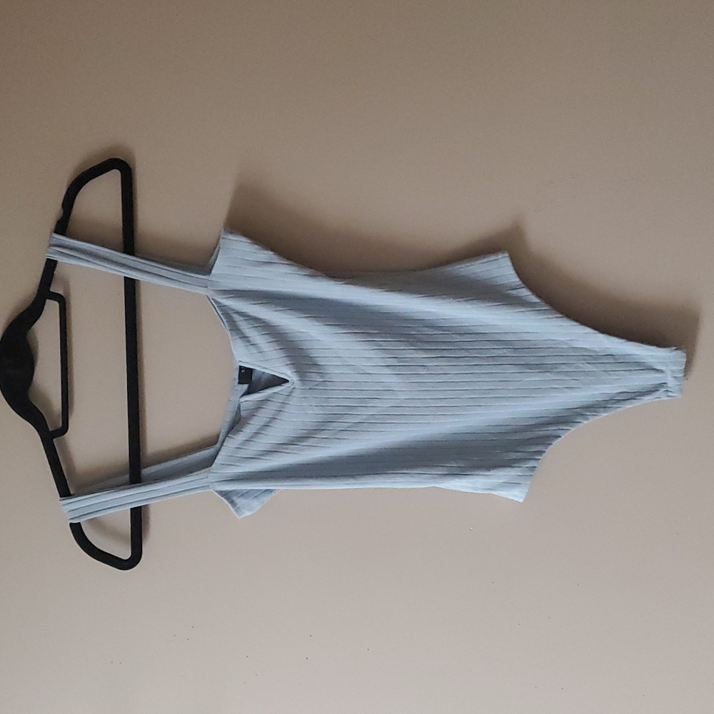 Light Blue V Neck Bodysuit